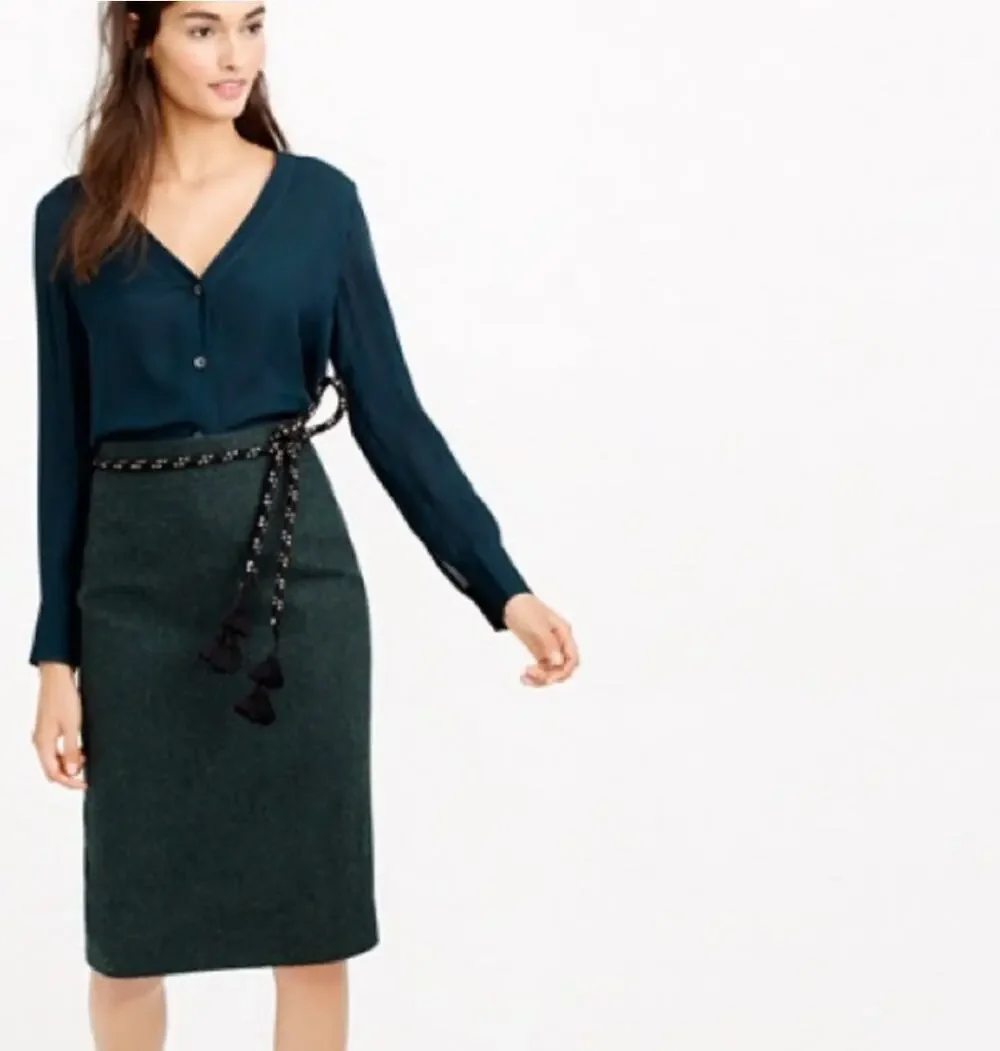 J. Crew Double Serge Pure Wool No 2 Pencil Skirt Gray 47314 Size 6
